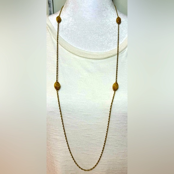 Miriam Haskell Jewelry - RARE!! Miriam Haskell Gold-tone Necklace with Gold-tone Twisted Barrel Beads